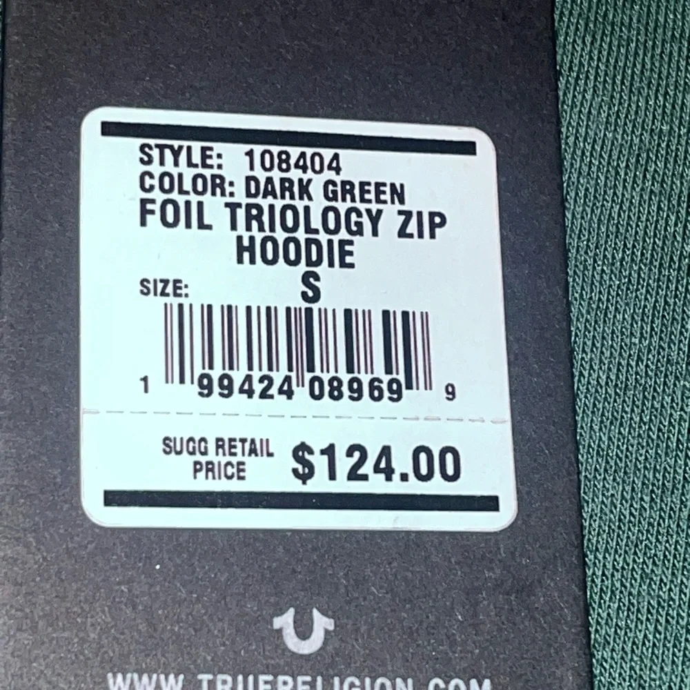 TRUE RELIGION Foil Triology full zip hoodie in Dark green NWT